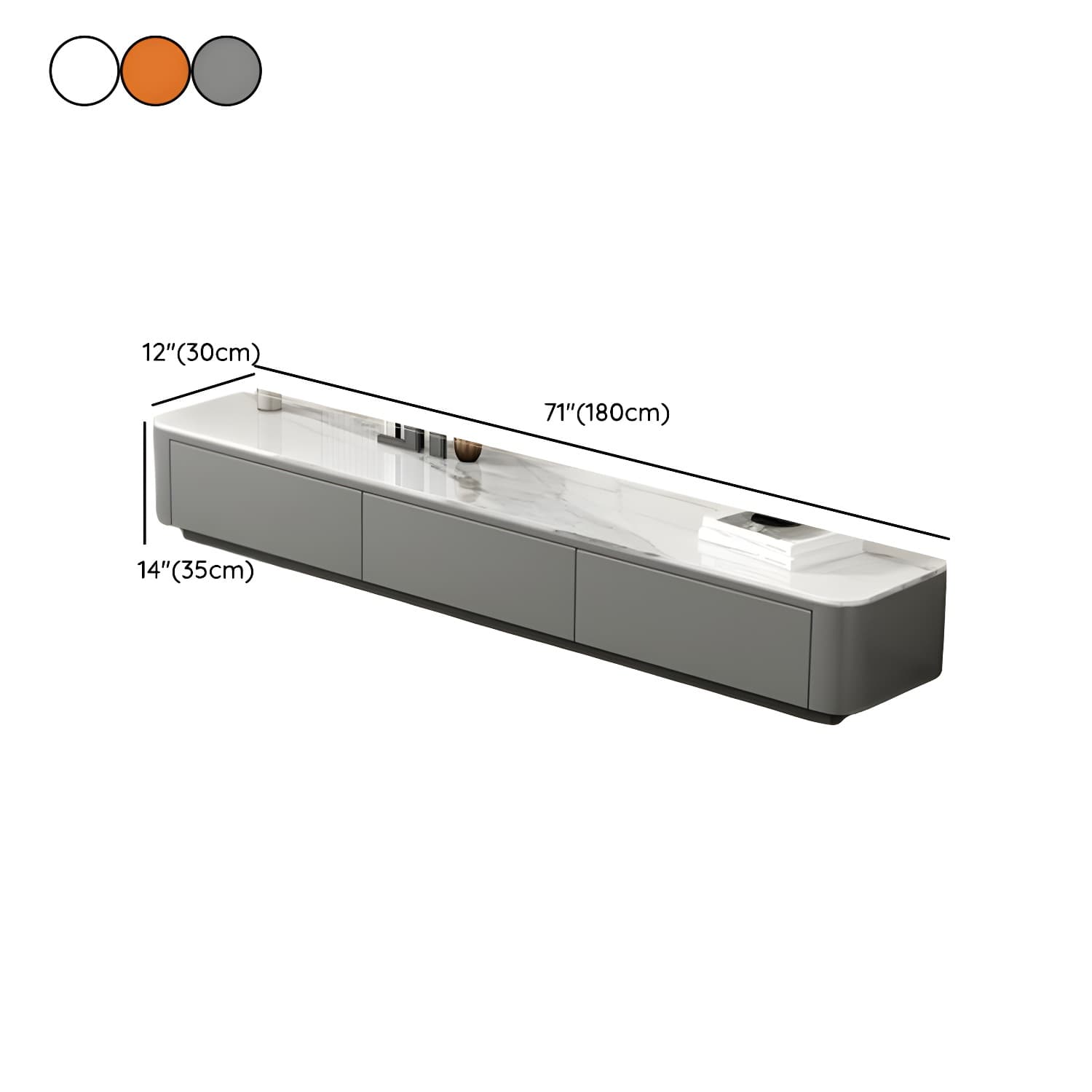 Stone Low TV Stand with Soft-close Drawers and Cable Management thumbnail 18