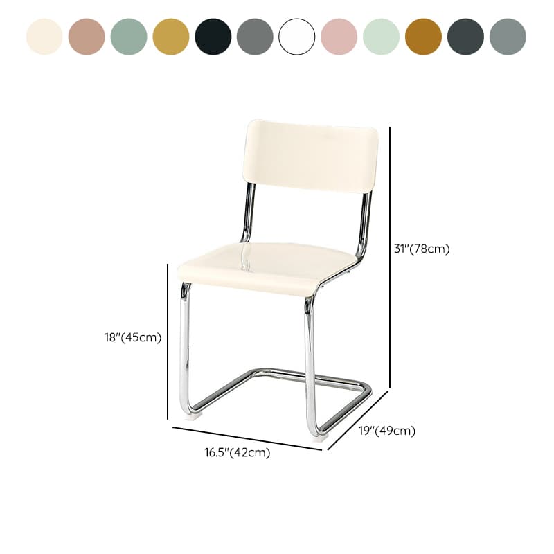 Cantilever Stable Armless Chair with Foot Pads, Open Back and Metal Base in a Modern Style thumbnail 16
