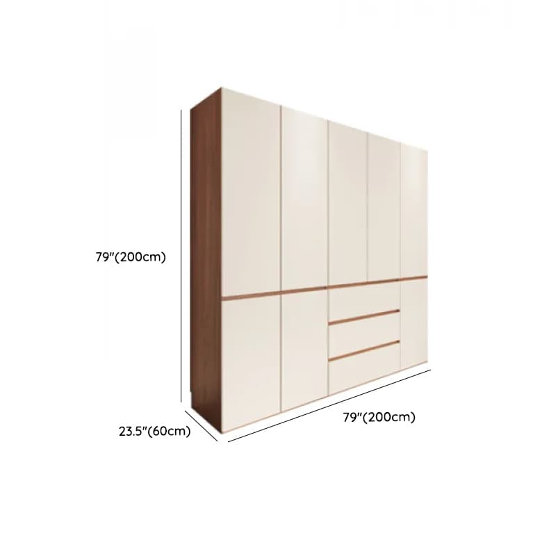 Beige Minimalist Manufactured Wood Wardrobe Closet with Soft Close Drawer, Soft Close Door, Interior Shelves, and Clothing Rod thumbnail 11