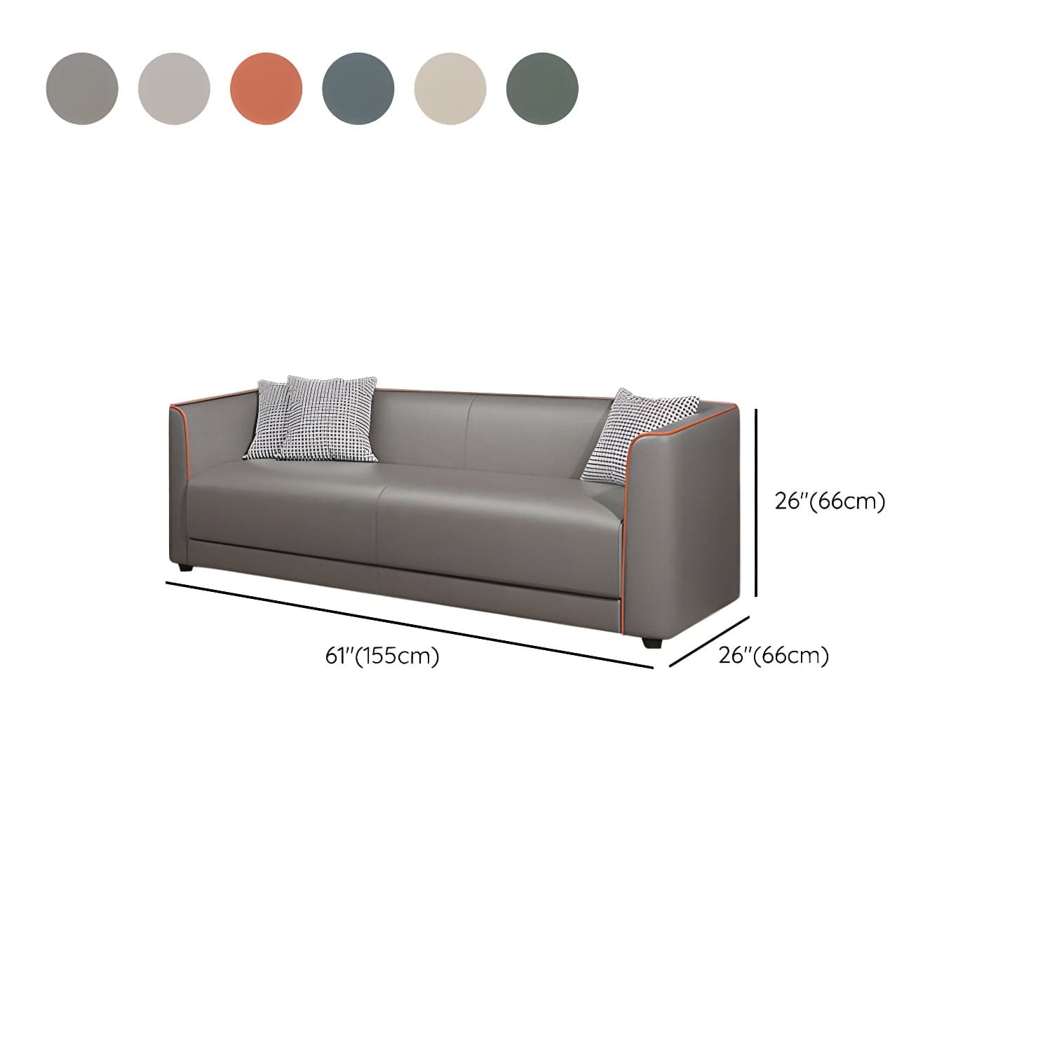 Tuxedo Arm Sofa with Tight Back 25.98" High Contemporary Faux Leather thumbnail 23