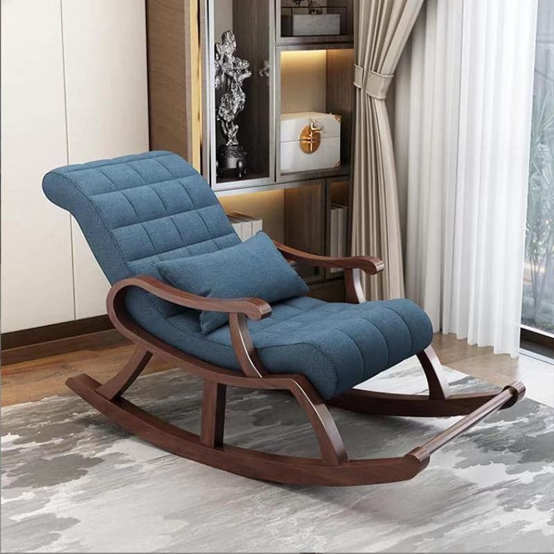 Stylish Modern Upholstered Rocking Chair with Brown Wood Legs and Track Arms thumbnail 4