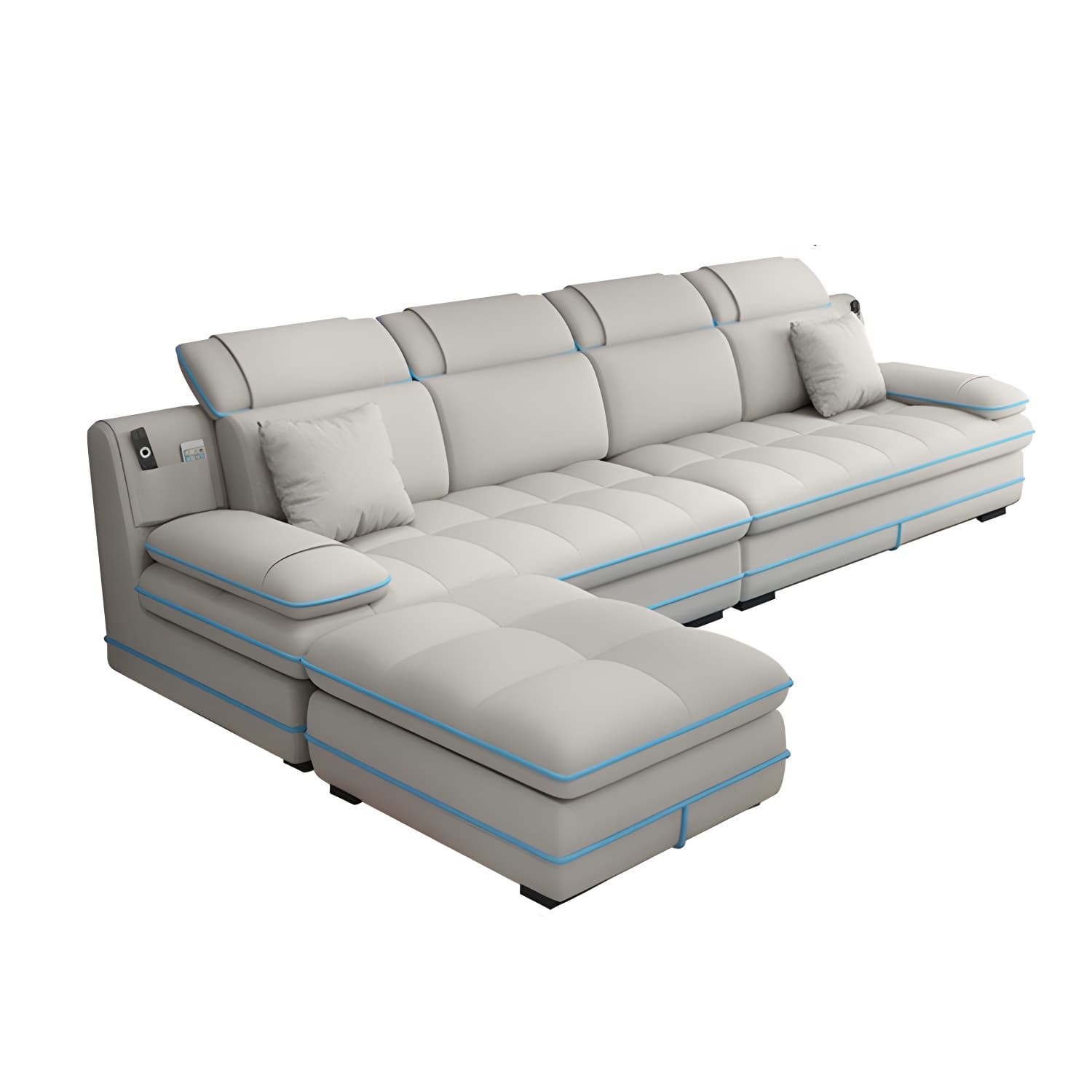 Elegant Gray Curved Sectional Sofa with Scandinavian Wooden Frame thumbnail 10