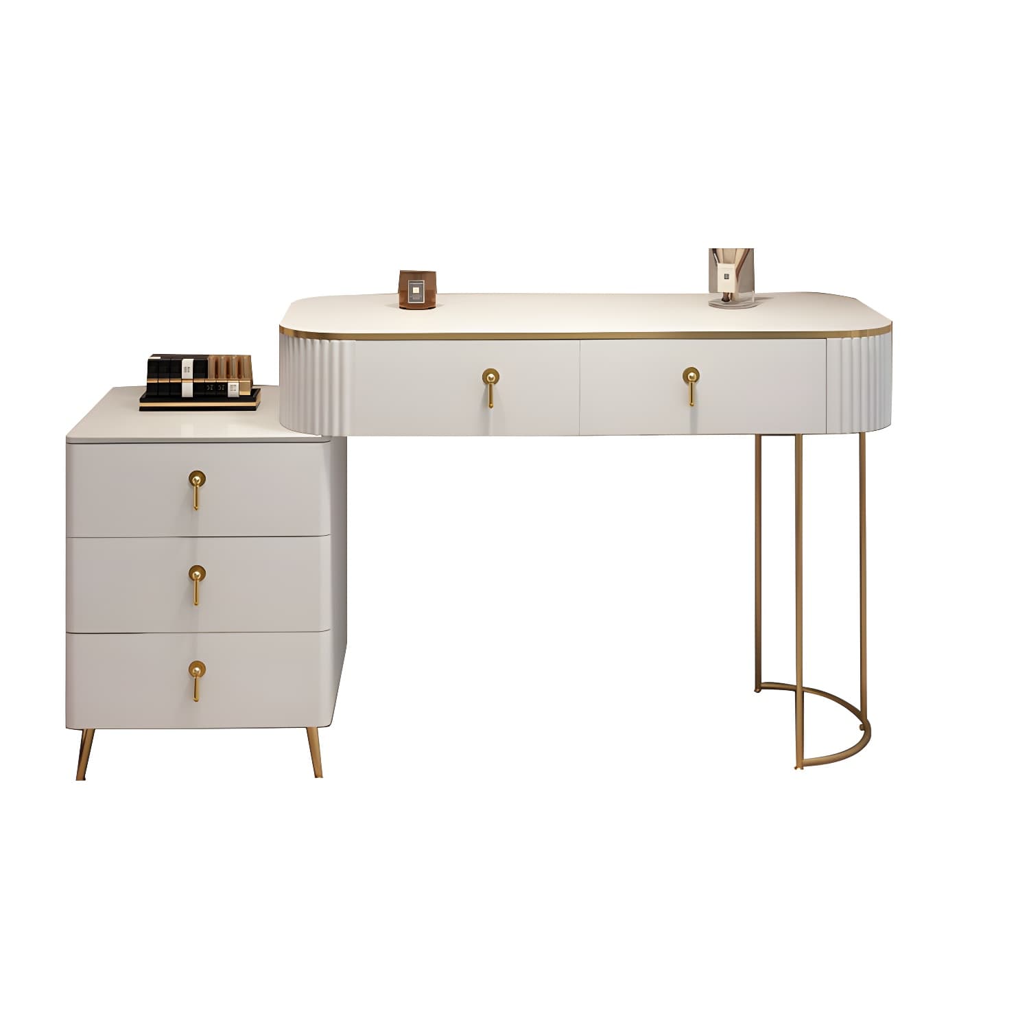 Contemporary Mirrored Wood Top Makeup Vanity Desk White/Gray Dressing Table thumbnail 17