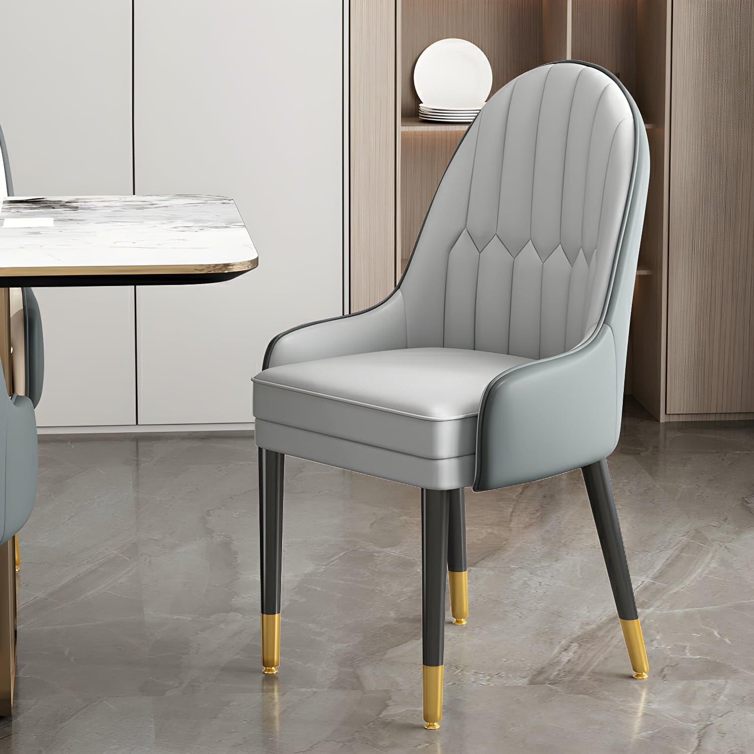 Dining Room Armless Dining Chair Parsons Faux Leather Dining Chair thumbnail 7