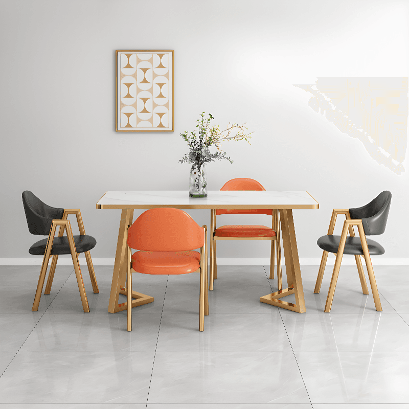 Glamorous Stone Top Sleigh Base Dining Table Set thumbnail 21