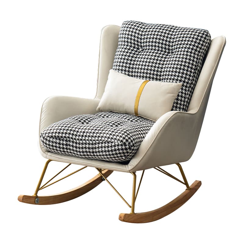 Ergonomic Stationary Round Arm Living Spaces Rocking Chair with Rear, Winged-back Chair thumbnail 14