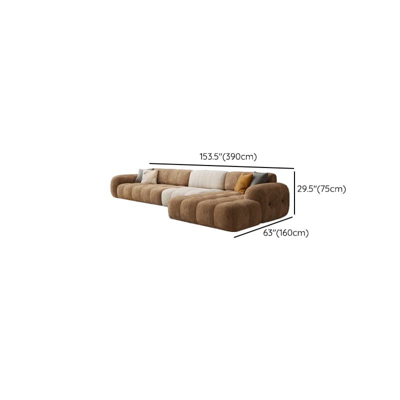 Channel Back L-Shape/Straight Right Hand Facing/Horizontal Sofa Recliner/Sofa Couch in Brown/Beige with Concealed Support & Pine Wood Frame for Living Room thumbnail 27