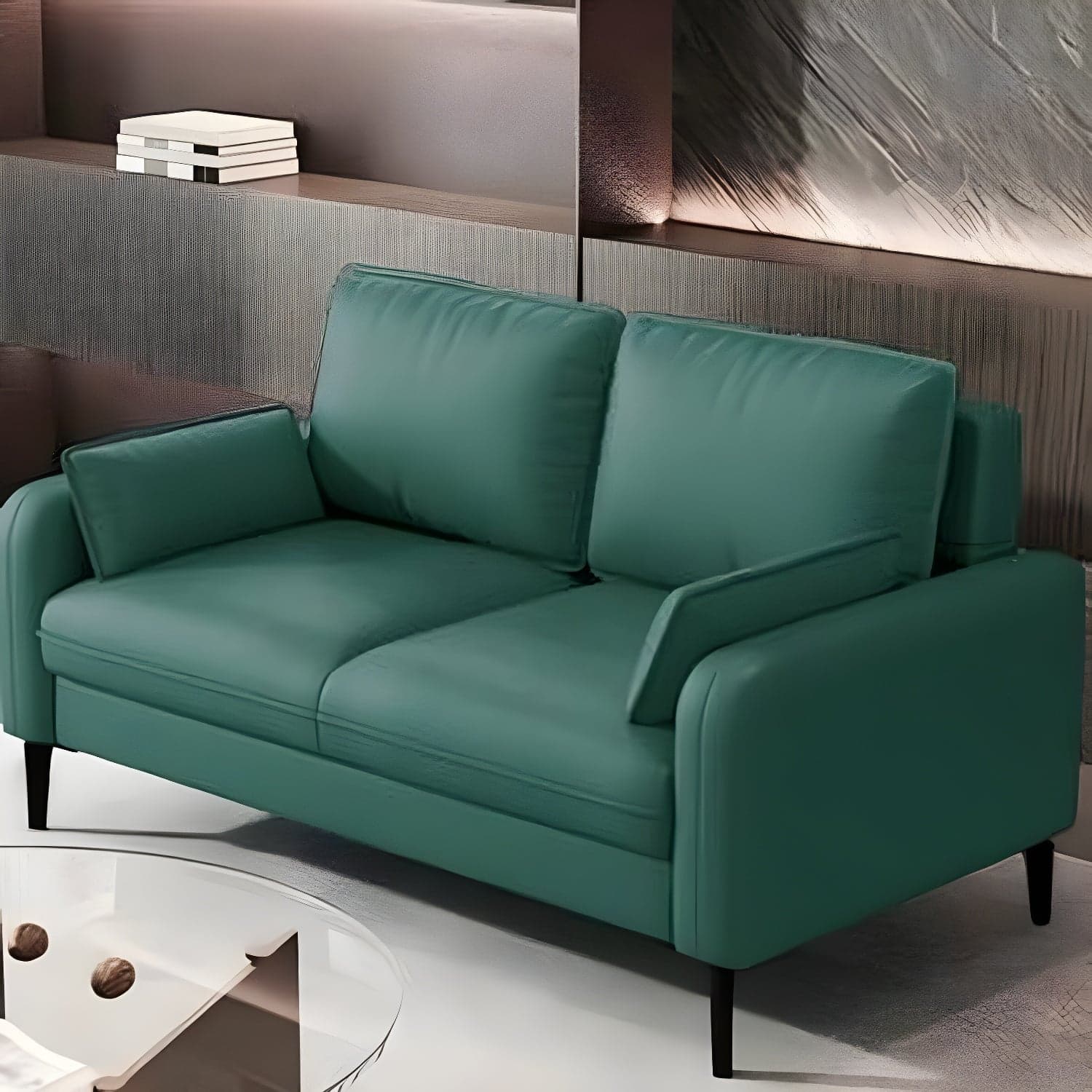 2-Seater Modern Cushioned Sofa with Bolster Pillows for Living Room thumbnail 4