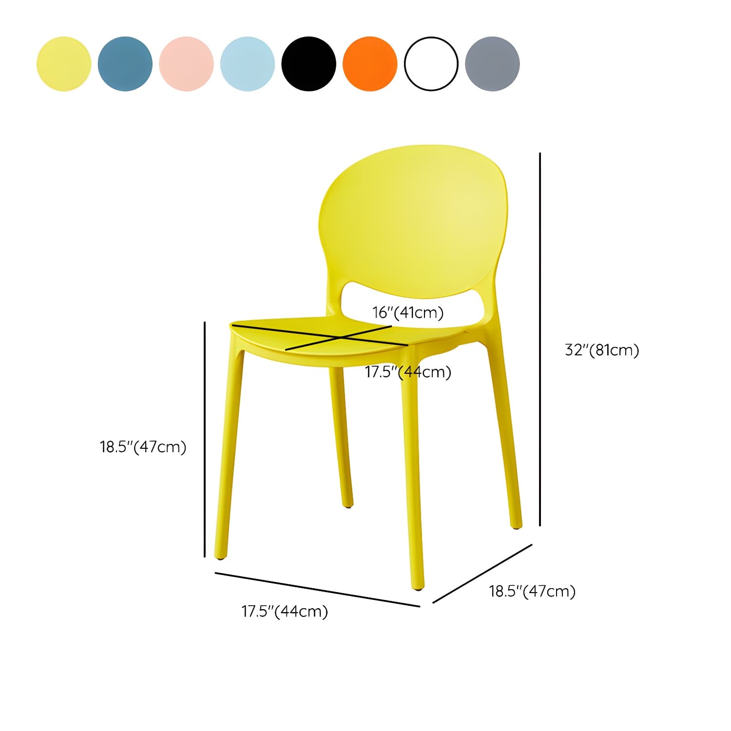 Plastic Open Back Dining Chair Indoor-Outdoor Stackable Side Chair thumbnail 20