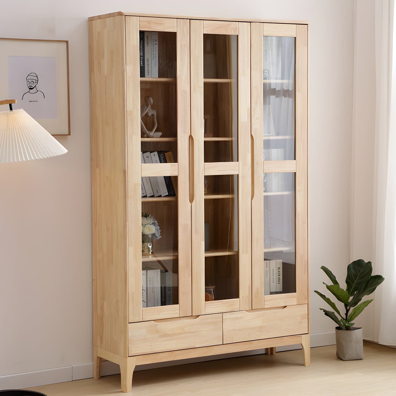 Glass Door Accent Cabinet 76.77" Tall Wood Cabinet with Drawers thumbnail 11