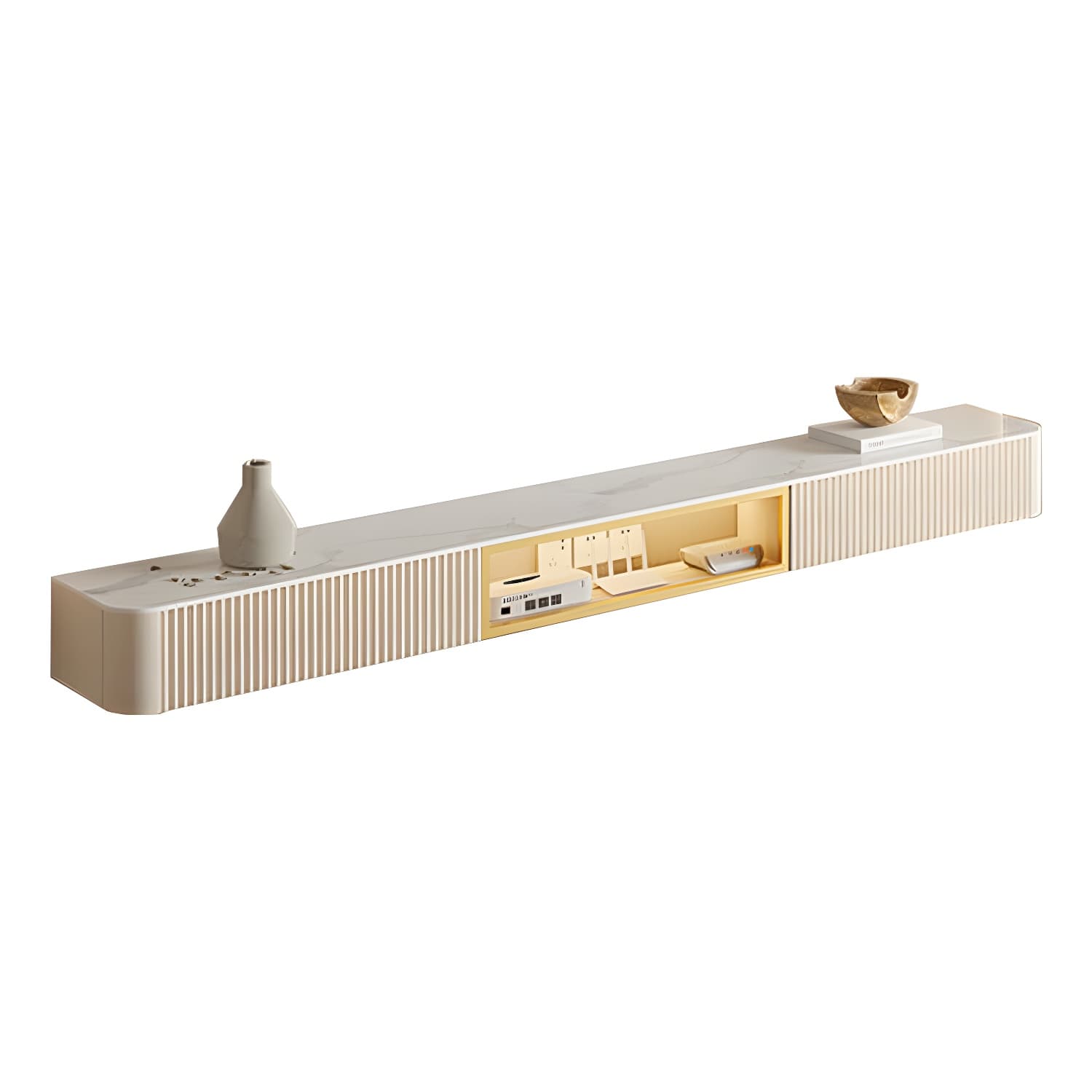 Contemporary TV Media Stand with Drawers Floating TV Stand Console thumbnail 5