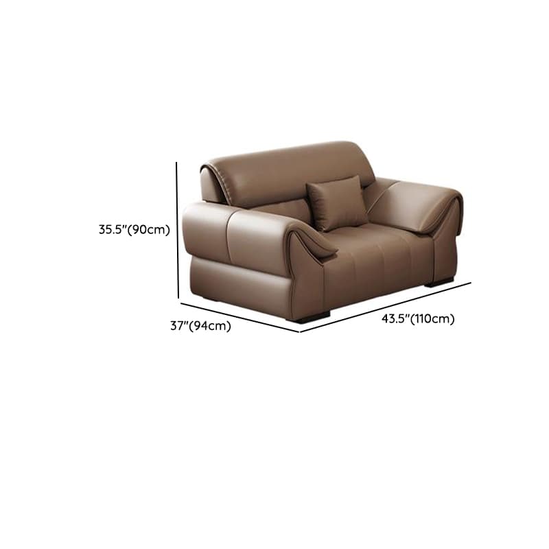 Elegant Light Brown Leather Standard Sofa/Single Sofa/Loveseat with Armrest and 3 Pillows thumbnail 13