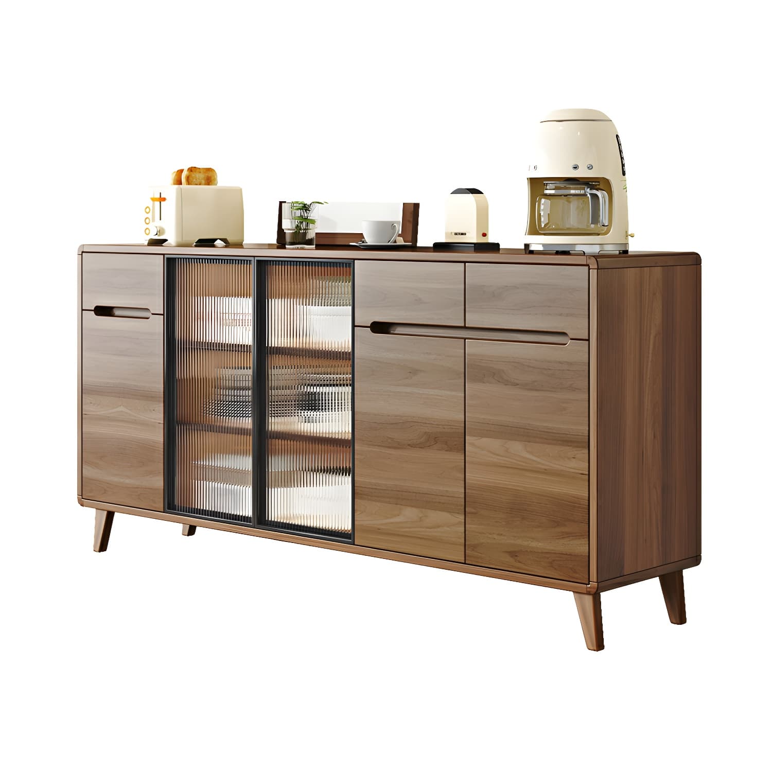 Contemporary Engineered Wood Free-standing Sideboard with Glass Door and Adjustable Shelves thumbnail 5