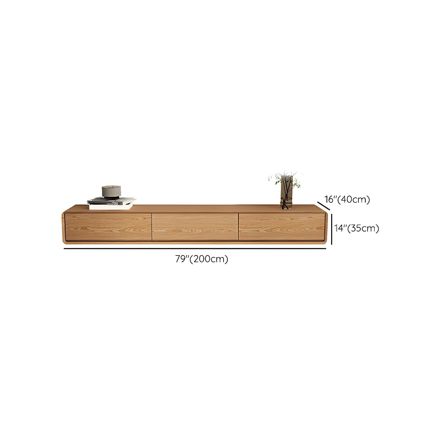 Contemporary Wood Media Console TV Stand in Natural with Drawers thumbnail 12