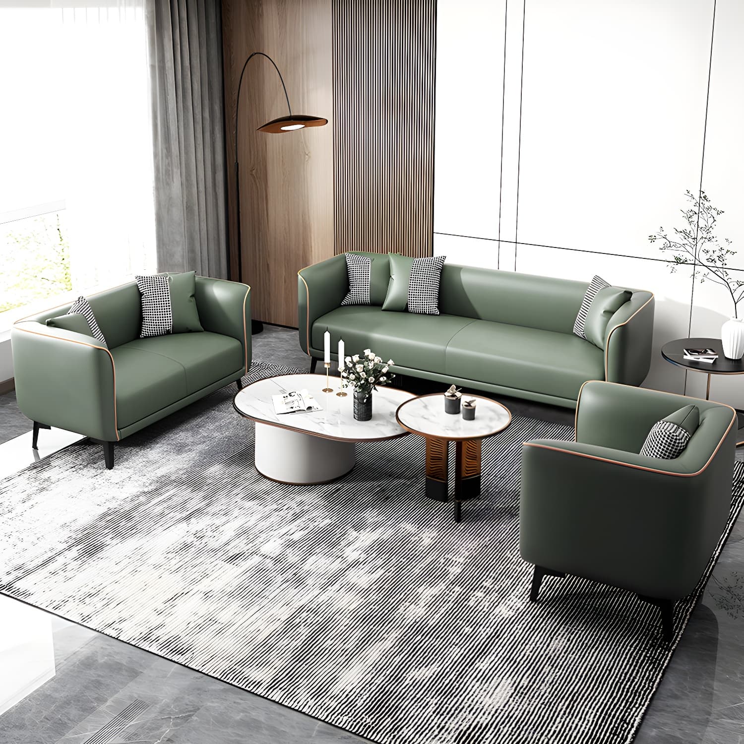 Modern Square Arm Standard Sofa Metal Legs Settee for Living Room thumbnail 12