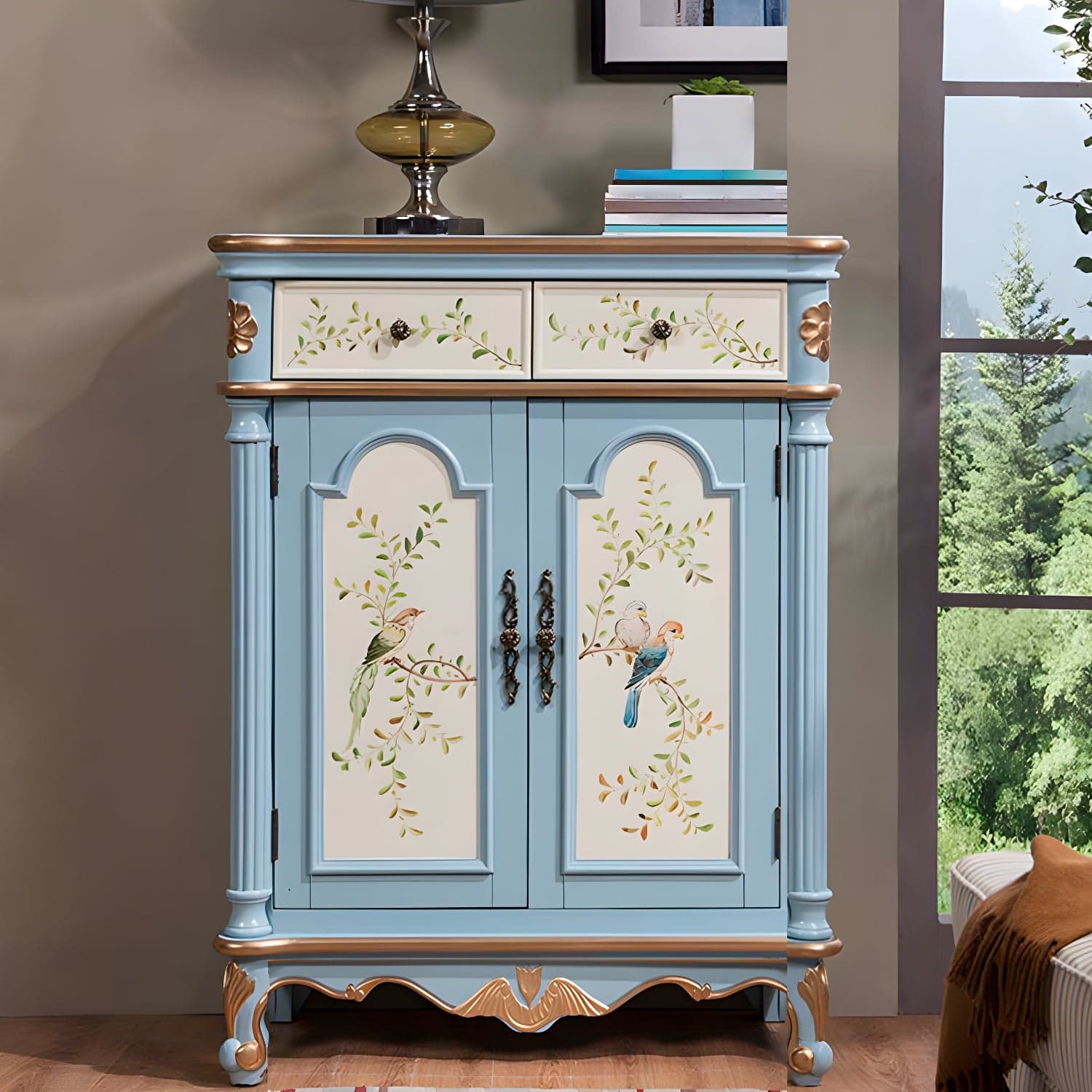 Glam Style Wood Sideboard with Drawers Dining Server for Kitchen thumbnail 4
