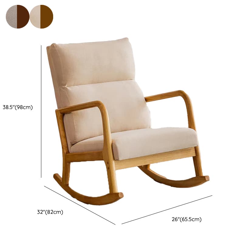 Modern Simple Style Wood Rocking Chair Couch with Cushioned Upholstery & Track Arm thumbnail 13