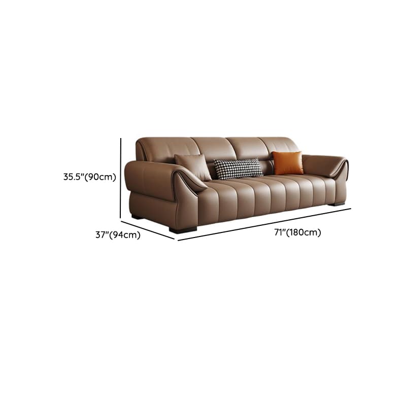 Elegant Light Brown Leather Standard Sofa/Single Sofa/Loveseat with Armrest and 3 Pillows thumbnail 9