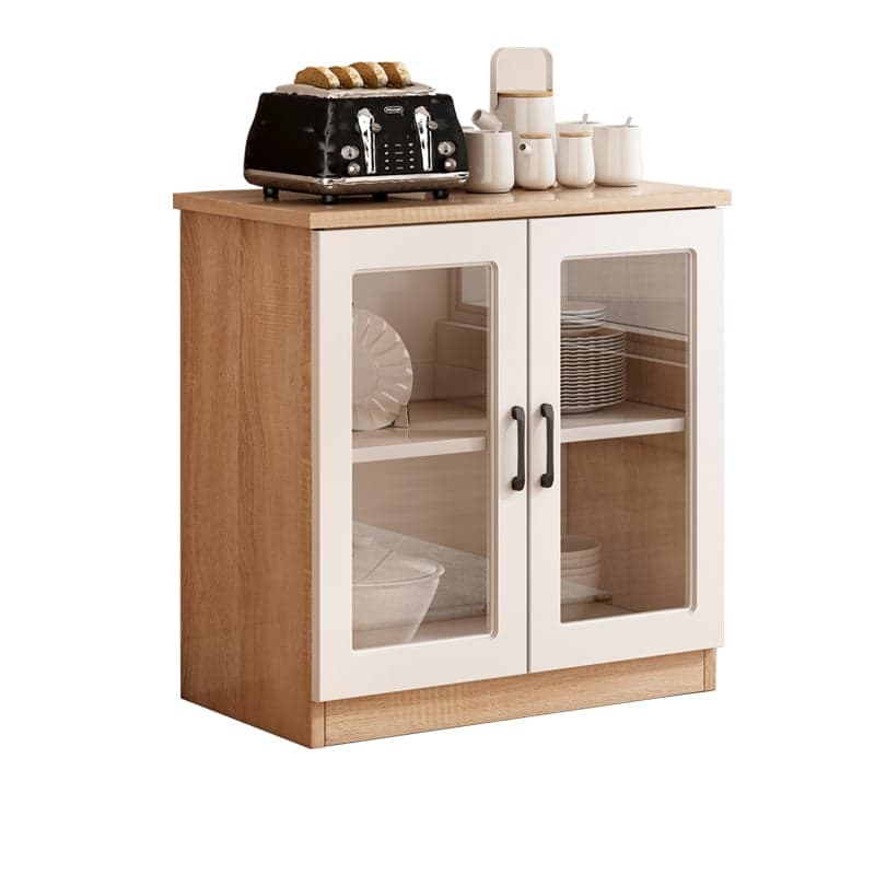 Modern Wood Buffet Cabinet with Glass Doors and Shelves - Full Assembly Needed thumbnail 2