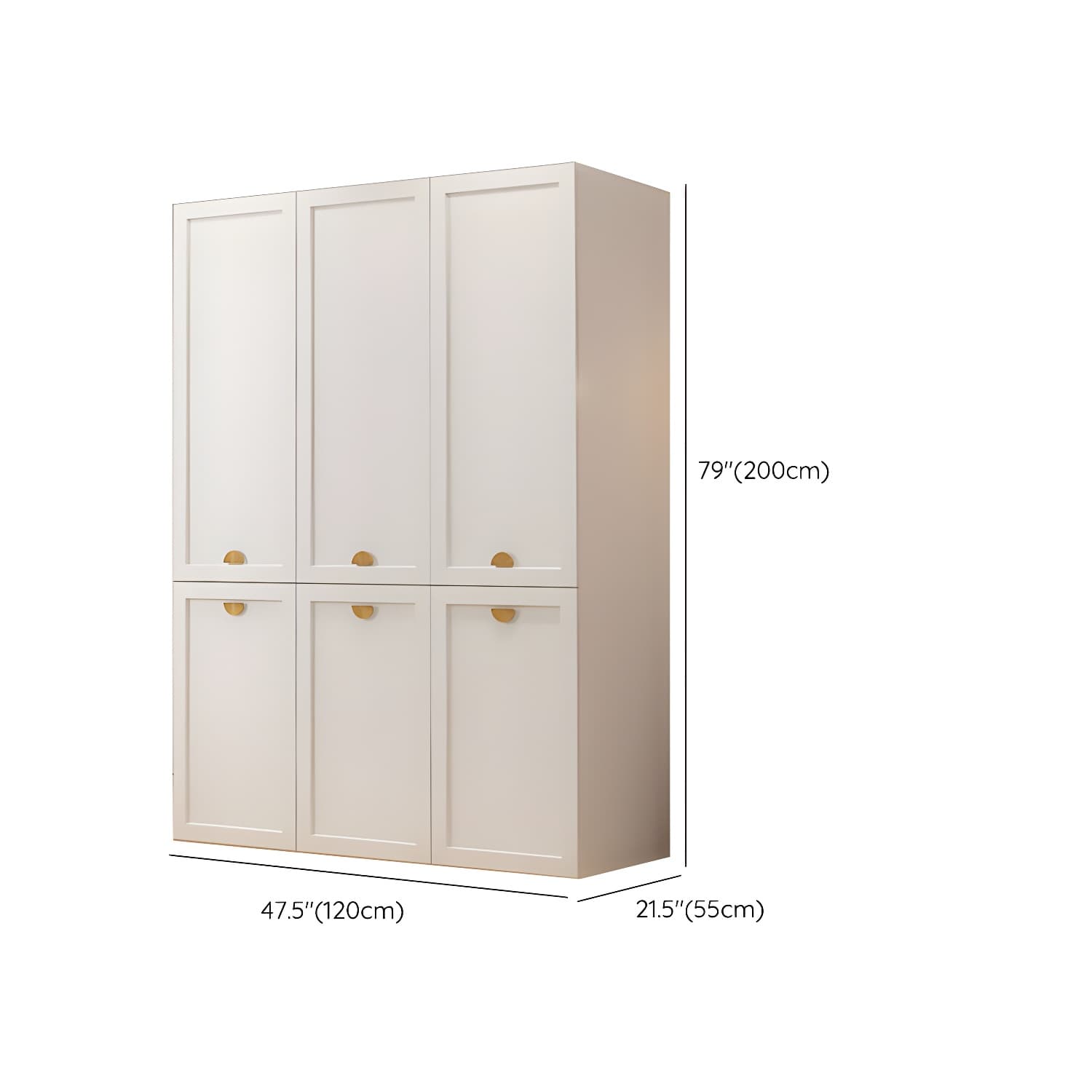Modern Solid Color Shelves Hinged Doors Cloth Rod Included Cabinet in Beige thumbnail 19