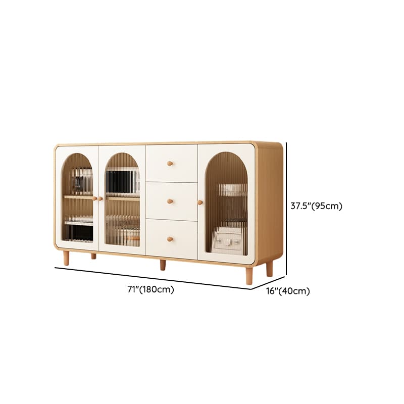 Scandinavian Wood Buffet 3 Cabinet Doors with Glass Interior Shelves thumbnail 25