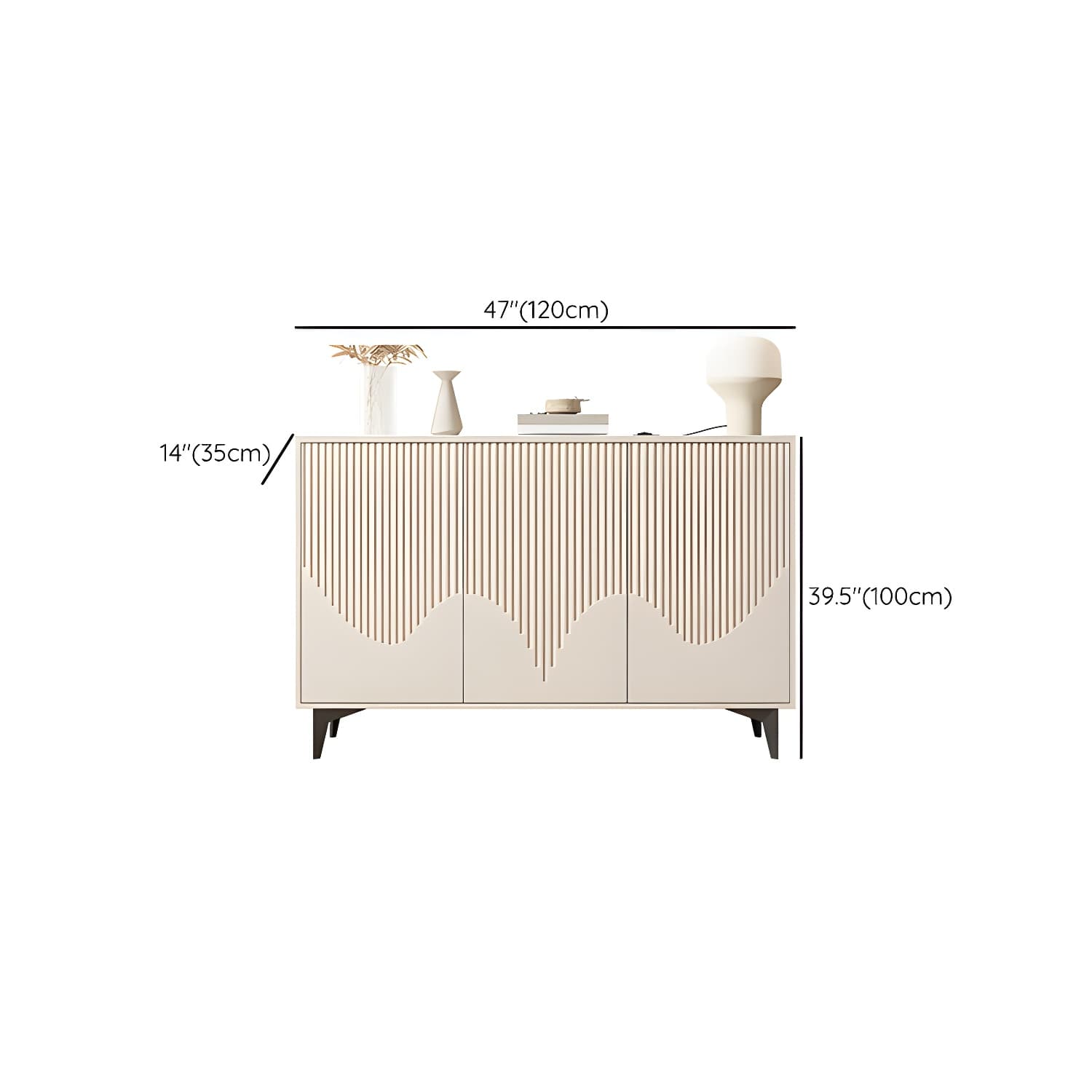 Modern White Wood Sideboard Credenza with Adjustable Shelving and 6 Interior Shelves thumbnail 16