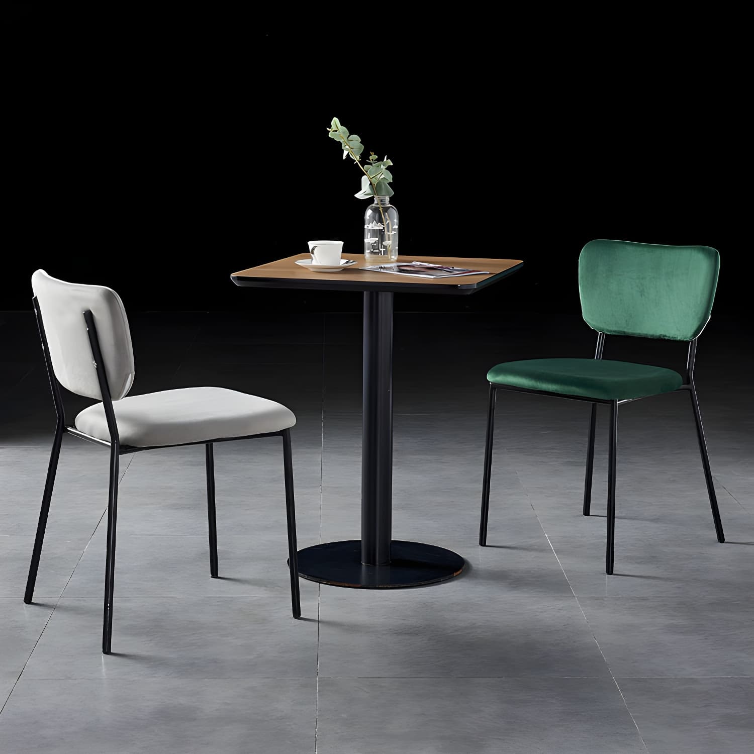 Nordic Style Dining Chairs Armless Open Back Stackable Chairs with Metal Legs thumbnail 11
