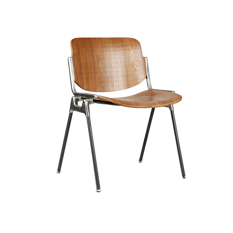 Old School Ventilated Back Armless Chair with Ink/Metallic Metal Legs, Nestable thumbnail 3