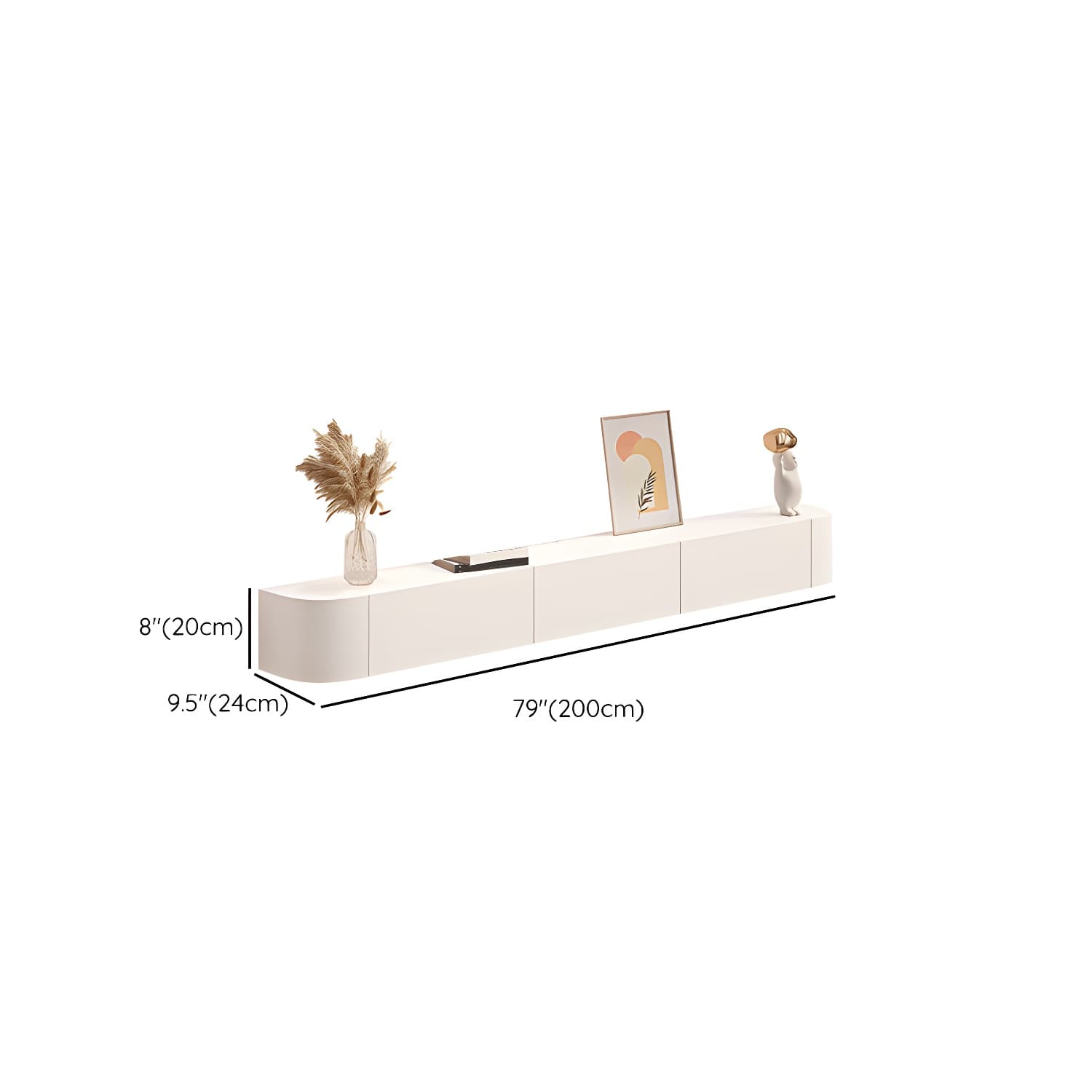 Contemporary Solid Wood Wall-mounted TV Media Stand with Drawers thumbnail 17