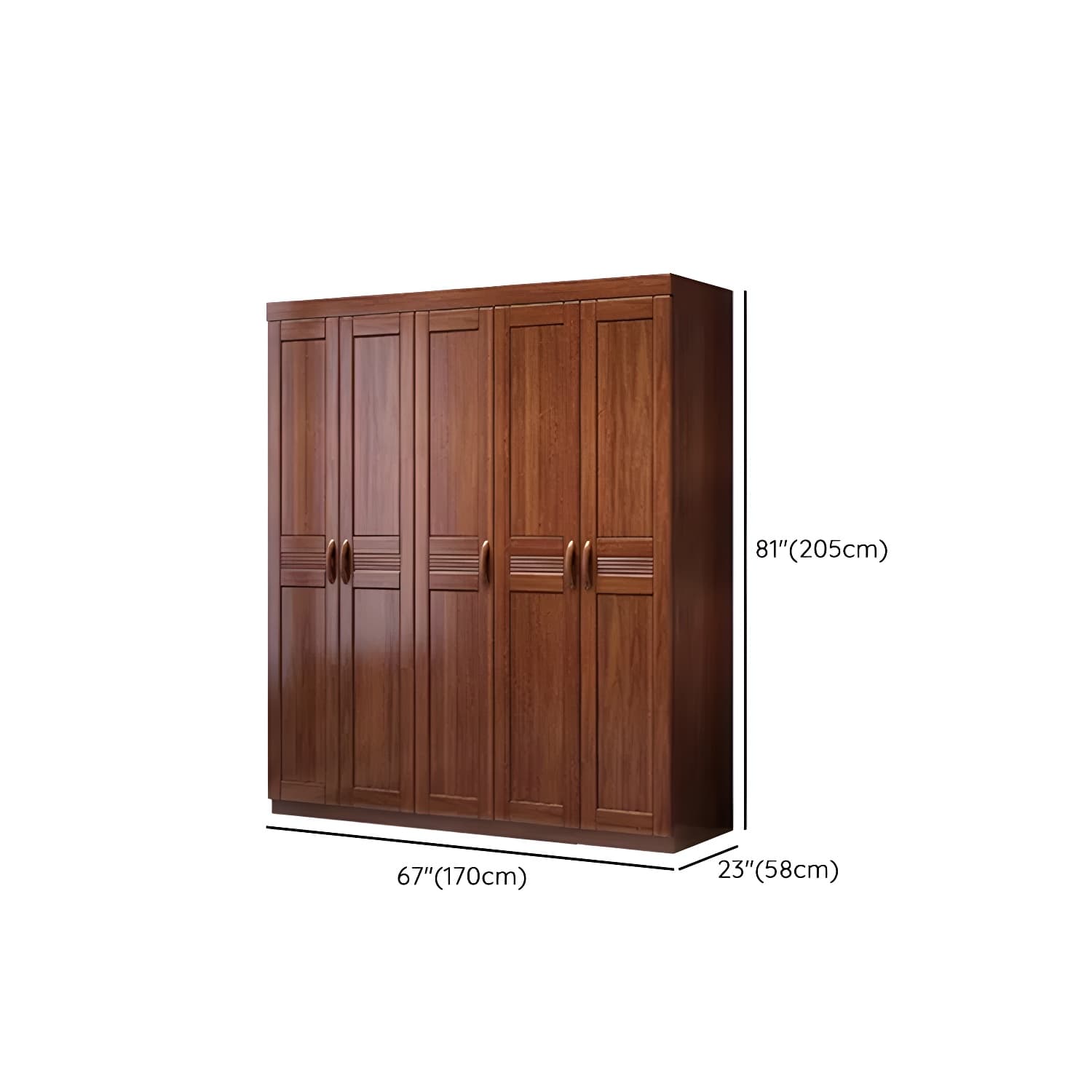 Wood Brown Rustic Wardrobe Armoire with Drawers & Shelves, Walnut Finish thumbnail 11