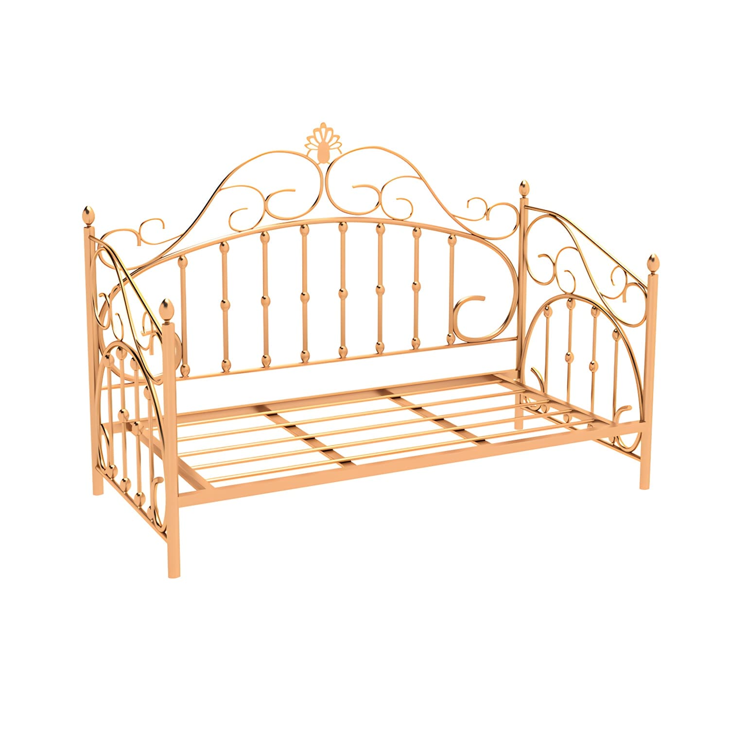 Luxurious Open-Frame Bed 45.28-inch High Metal Child's Bed with Headboard thumbnail 11