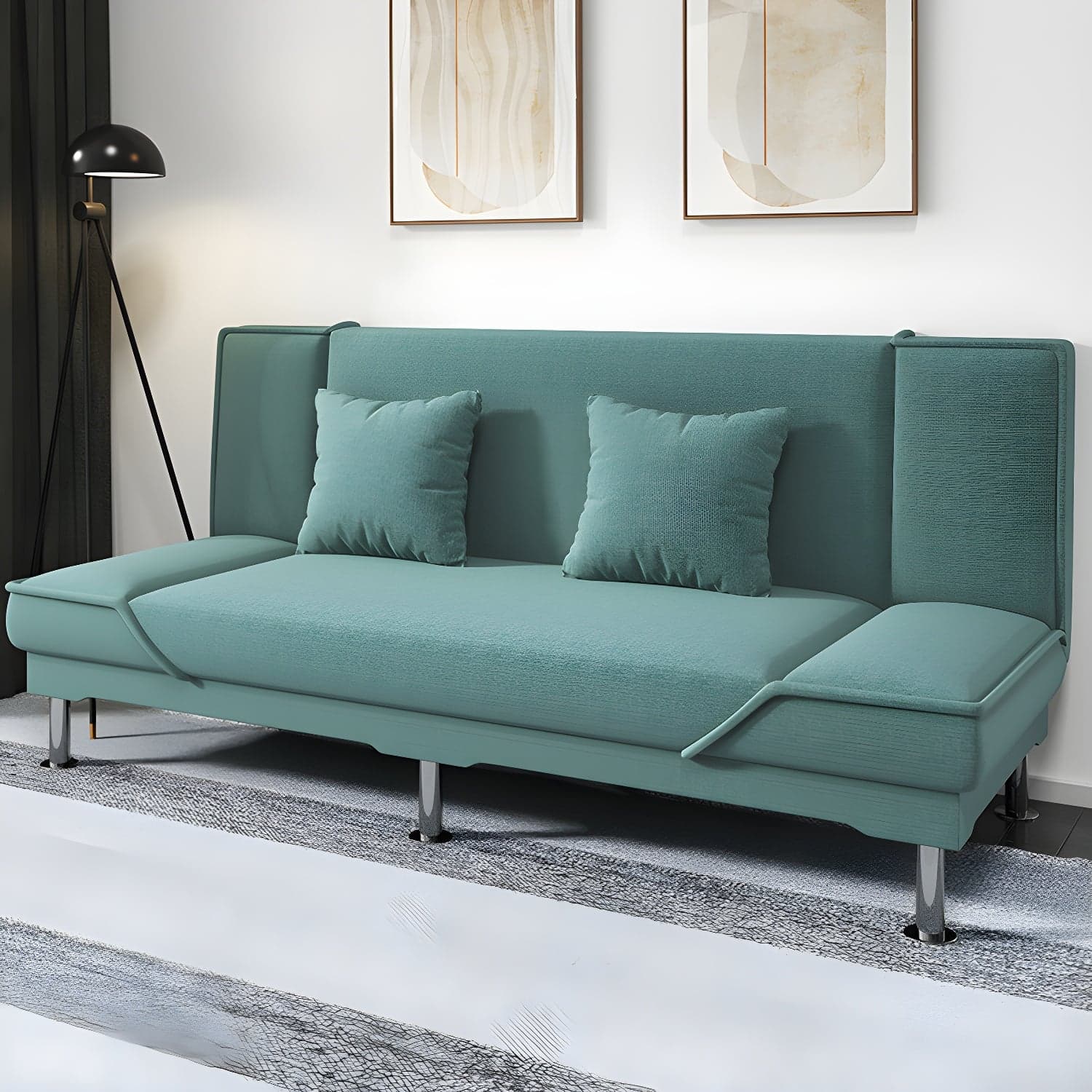 Contemporary Armless Convertible Sofa Linen Foldable Sofa for Apartment thumbnail 5