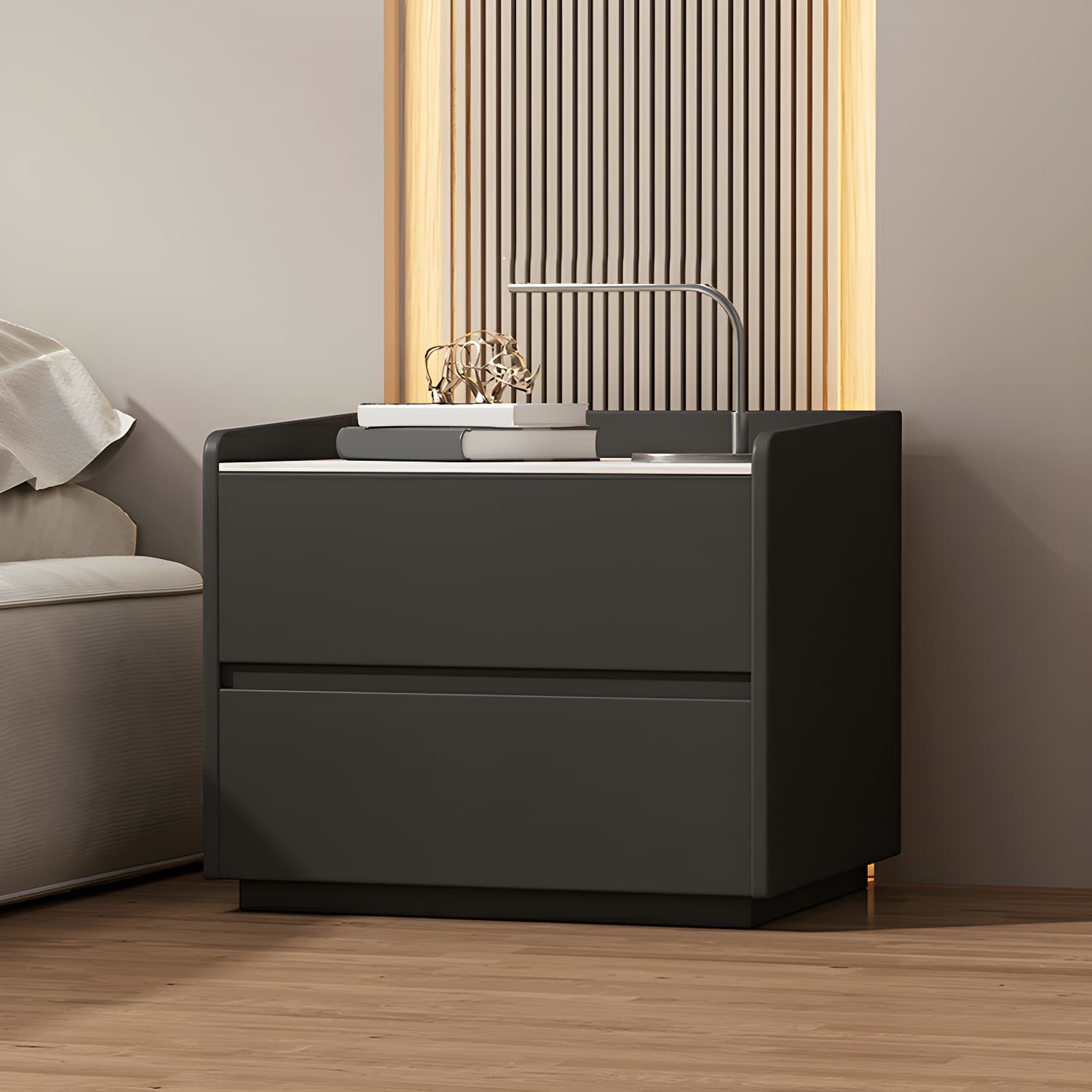White Slate Countertop Nightstands Increase The Surrounding Height to Prevent Falling thumbnail 3