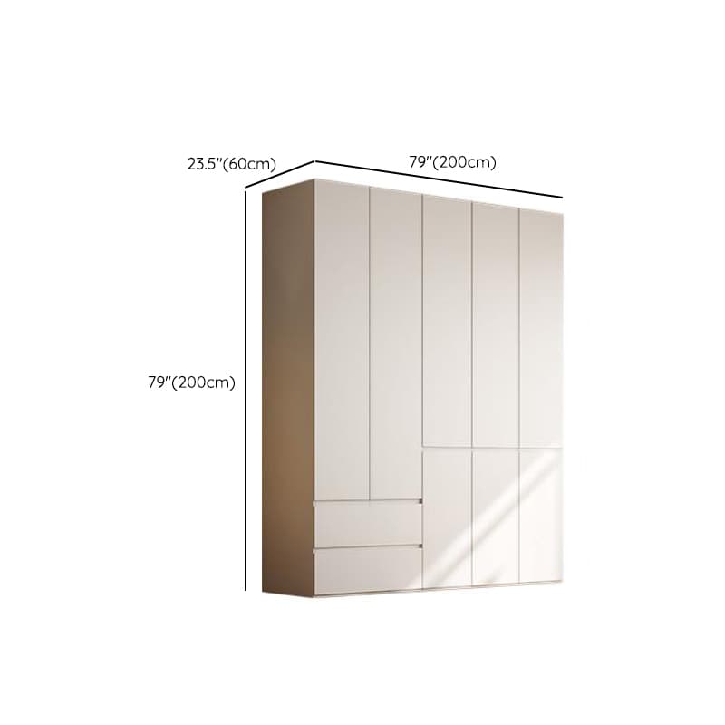 Chalk Modern Natural Wood Standalone Almirah with Soft Close Drawer, Interior Shelves, and Hanging Rod thumbnail 11