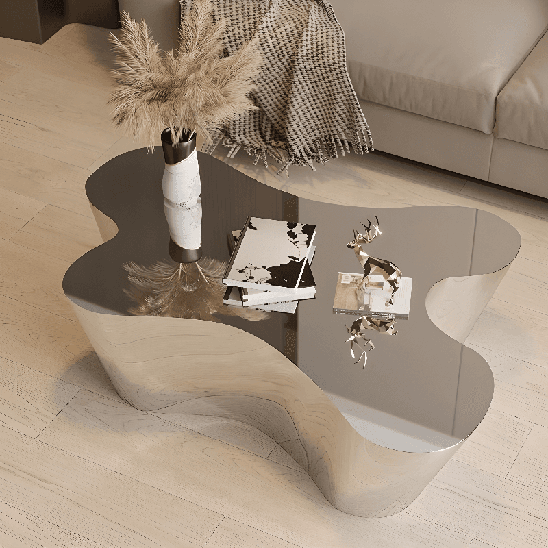 Silver Alloy Irregular/Circular-shaped Accent Table for Small Spaces thumbnail 15
