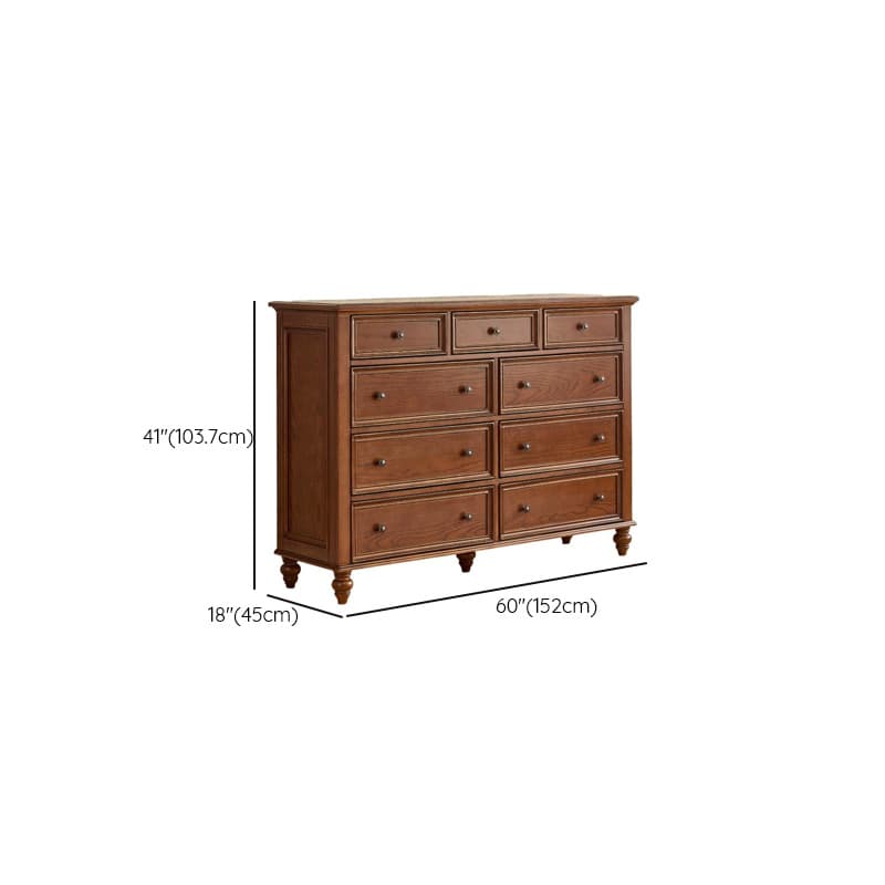 Cocoa Casual Ash Wood Double Dresser/Lingerie Chest with 9/8/6 Drawers, Horizontal/Vertical thumbnail 20