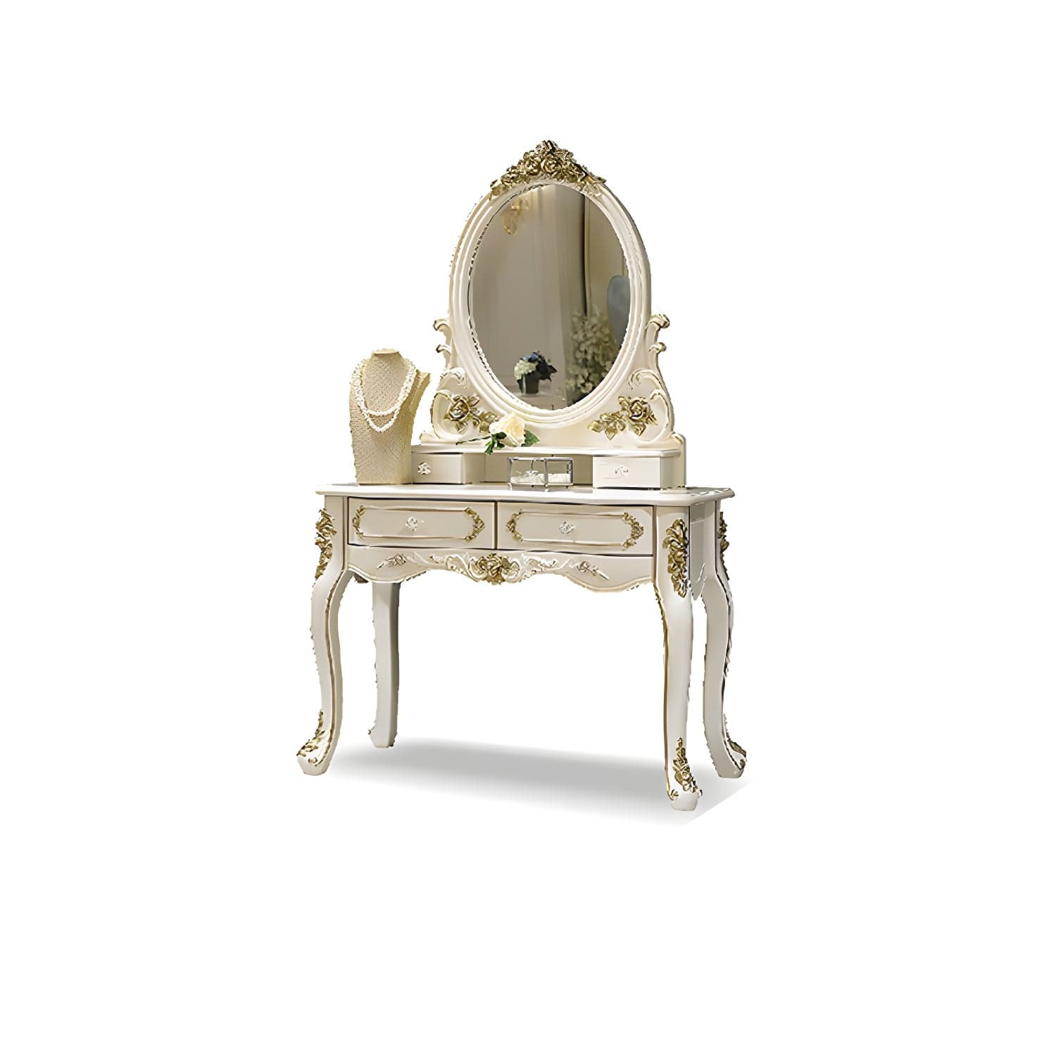 Victorian Makeup Vanity Desk Wood Makeup Vanity Set with Drawer thumbnail 3