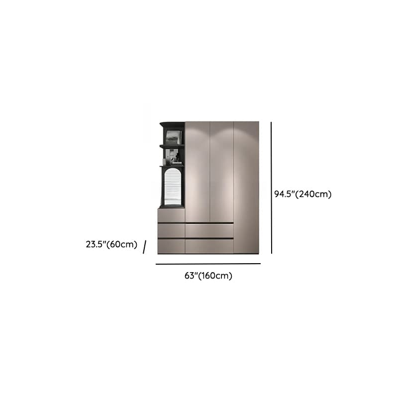 Sand Minimalist Laminate Cabinet Armoire with Soft Close Drawer, Soft Close Door, Interior Shelves, and Clothing Rod thumbnail 14