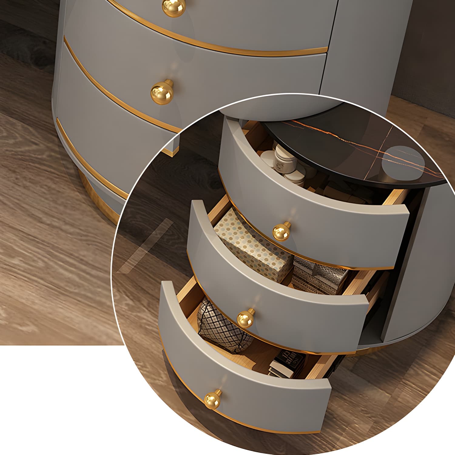 Glam Dressing Table Storage Box with Makeup with Drawers for Bedroom thumbnail 13