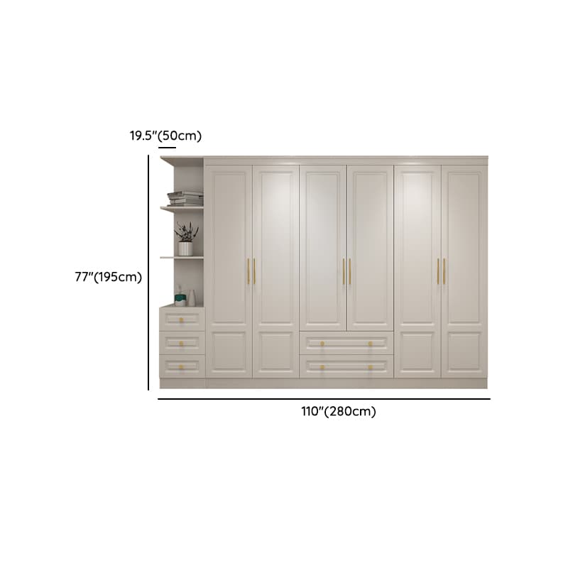 White Minimalist Lumber Wardrobe Closet with Soft Close Drawer, Soft Close Door, Interior Shelves, and Clothing Rod thumbnail 23