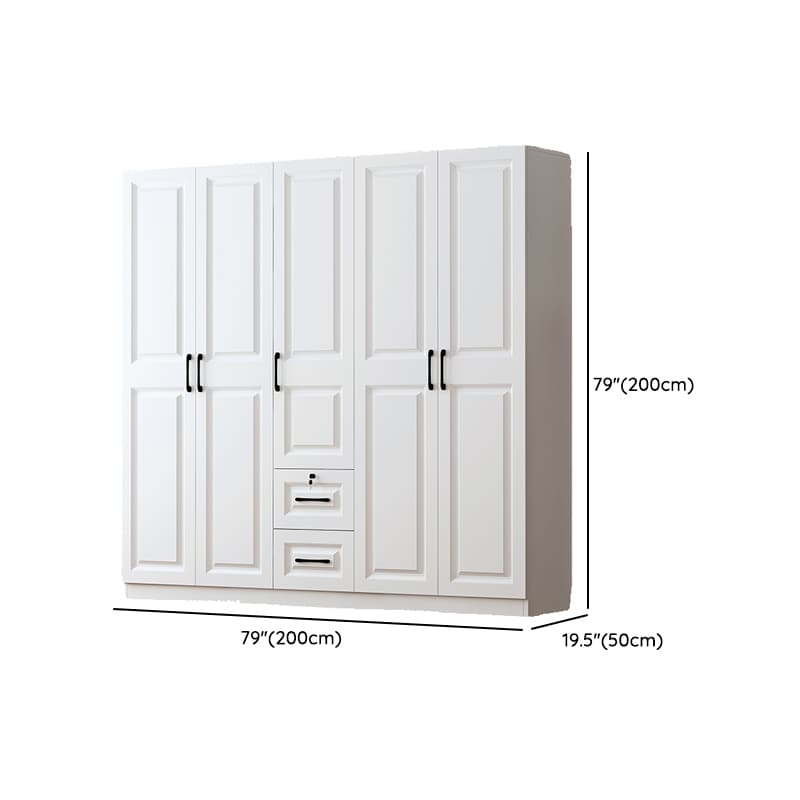 Sleek White Nordic Wooden Detached Almirah with Soft Close Drawers, Doors, and Clothing Rod thumbnail 14