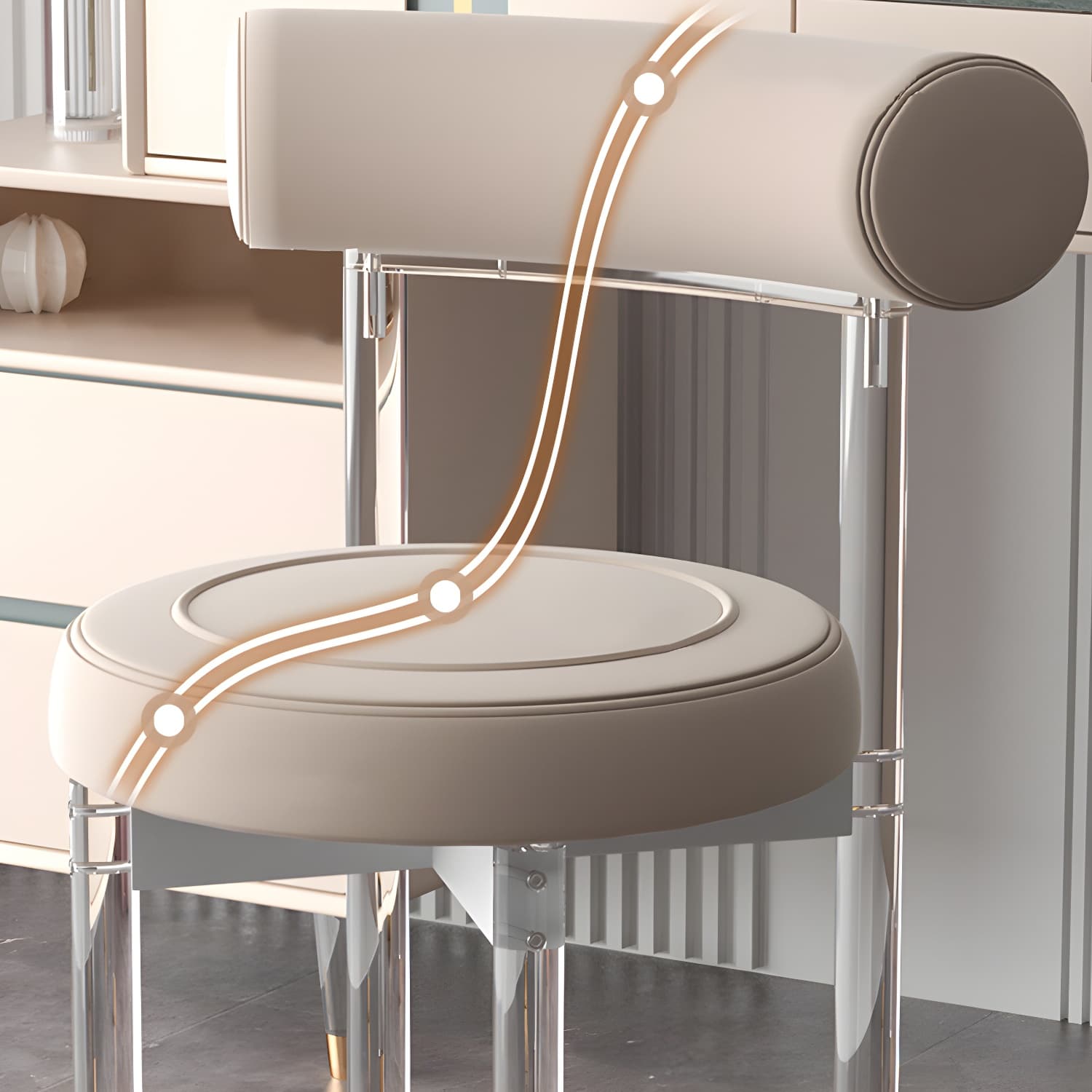 Clear Leg Modern Side Chair with Low Back and Upholstered Polyurethane Seat thumbnail 16