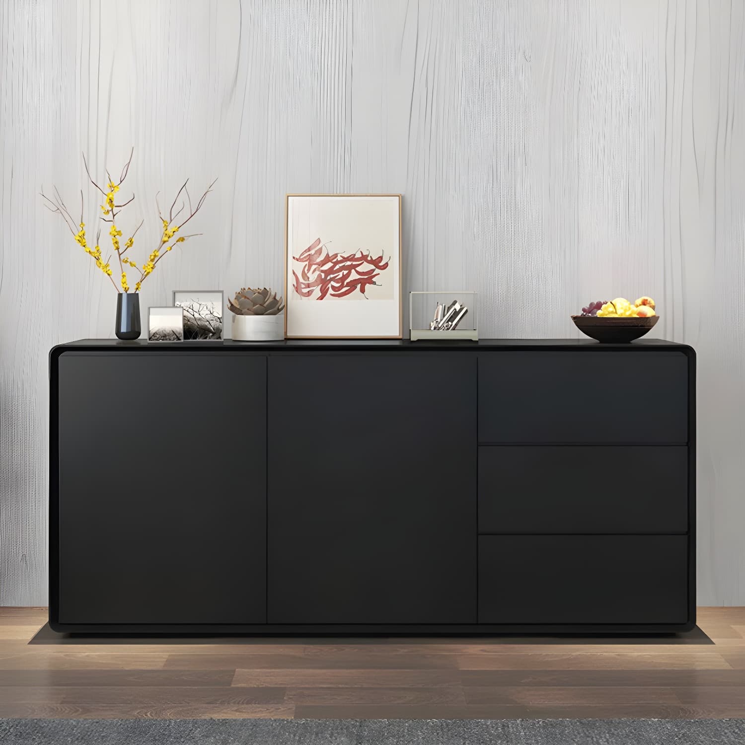 Modern Wood Buffet Sideboard Cabinet with 2 Doors and 3 Drawers thumbnail 11