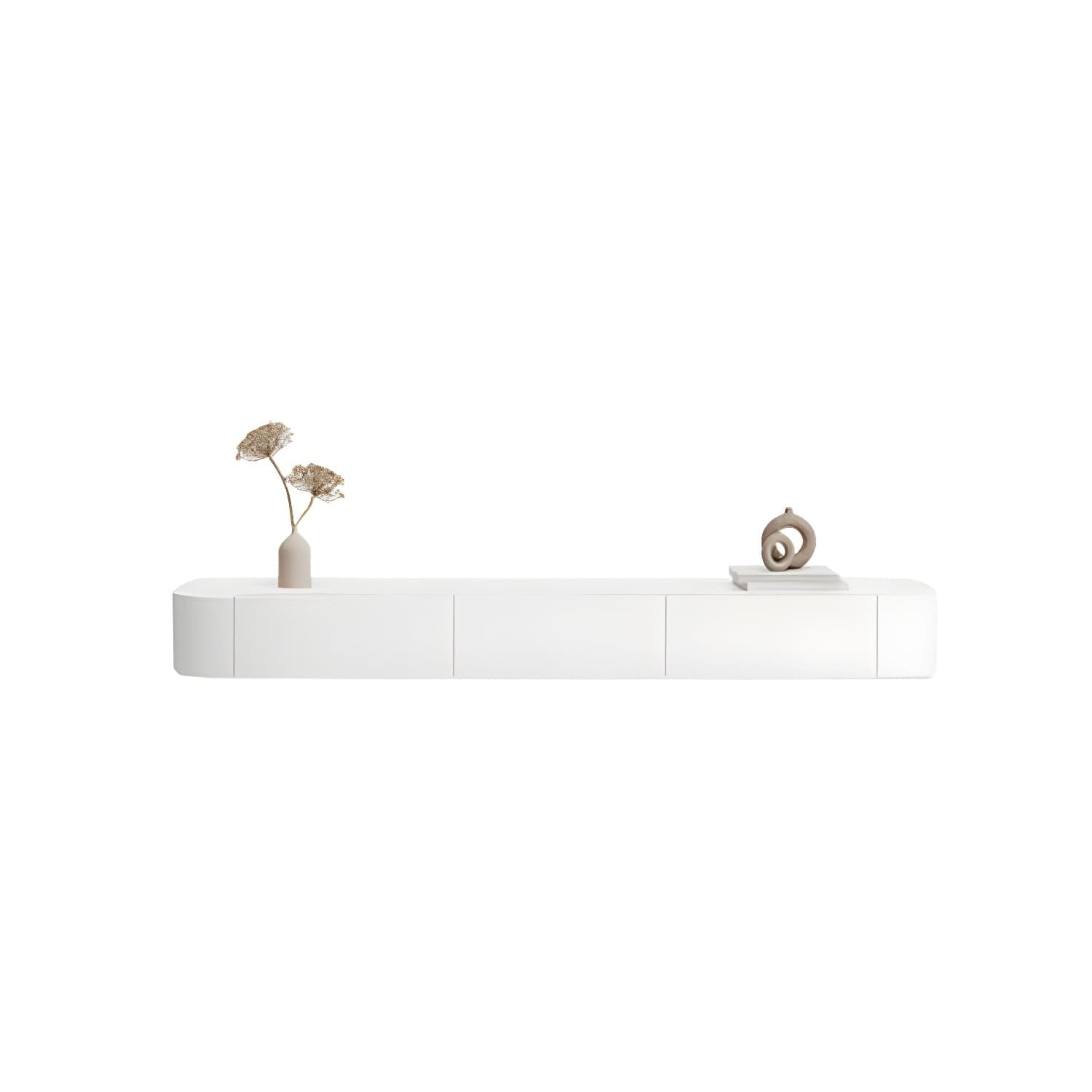 Modern White TV Media Stand Floating TV Stand Console with Drawers for Living Room thumbnail 5