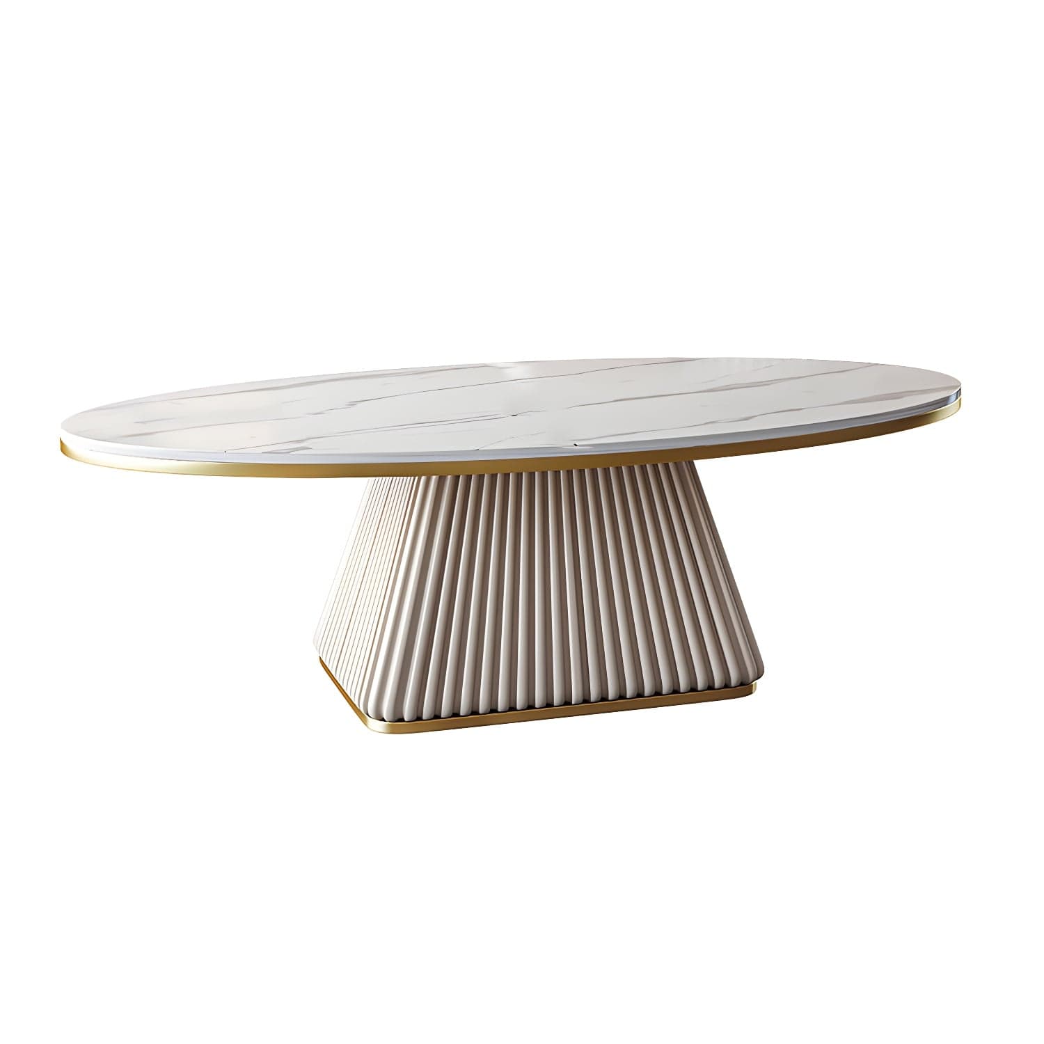 Glam Metal and Slate Cocktail Table Pedestal Coffee Table for Living Room thumbnail 3