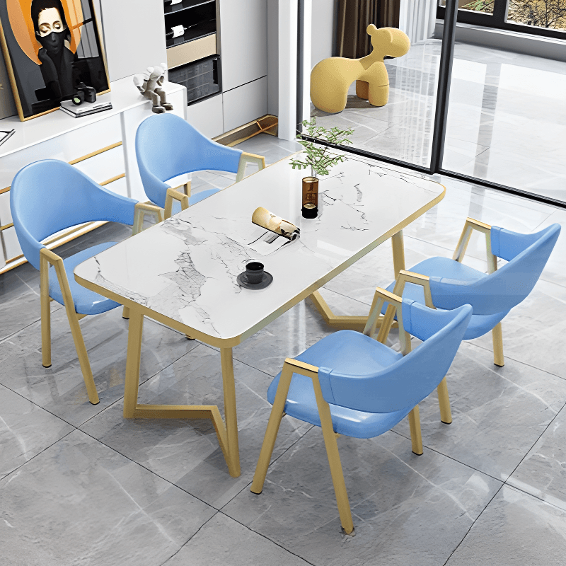 Luxurious Dining Table Set with Recycled Wood Top and Sleighing Base thumbnail 6