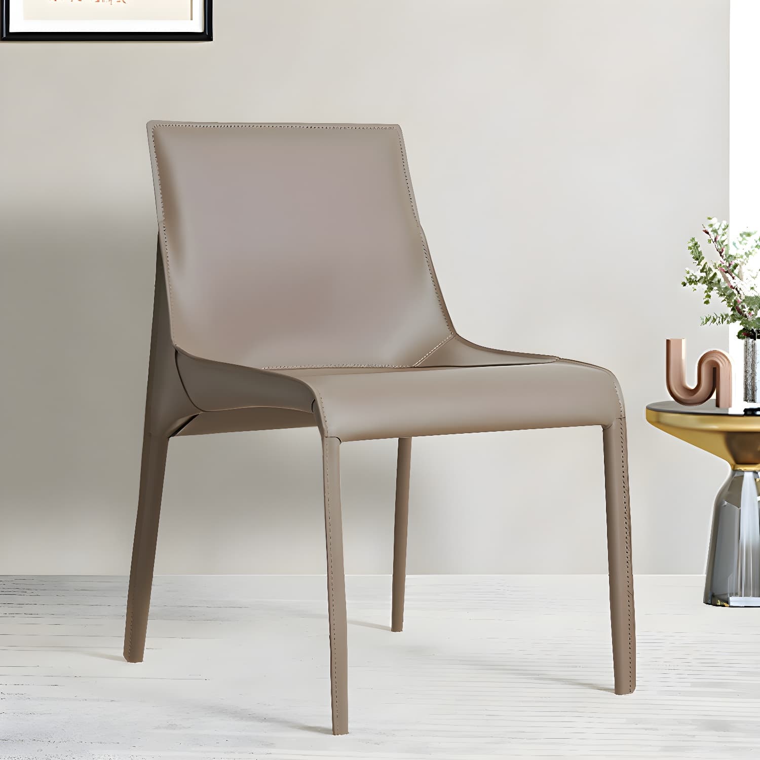 Designer Style Leather Dining Chair Matte Finish Parsons Dining Side Chair thumbnail 9
