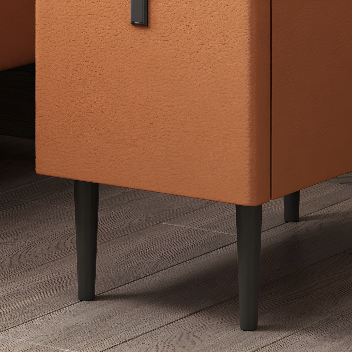 Modern Style Leather Polychromatic Choice of Black Cabinet Leg Nightstand thumbnail 17