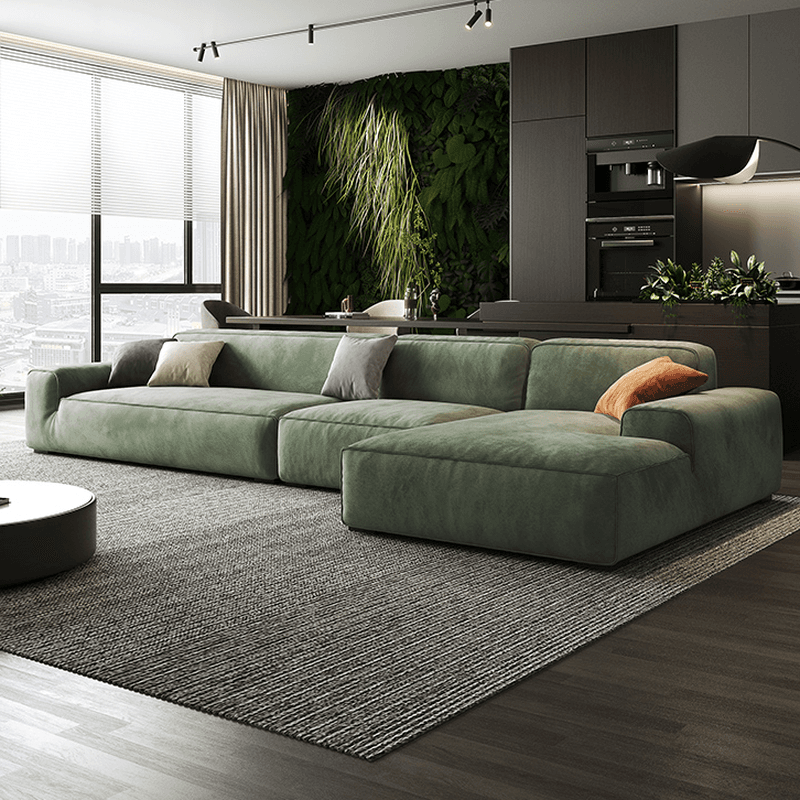 Living Room Use L-Shape/Straight Pine Green Right Hand Facing/Horizontal Sofa Chaise/Sofa with Concealed Support thumbnail 4