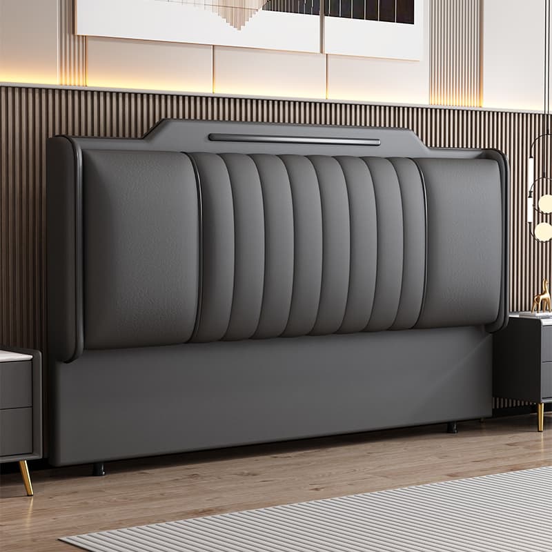 Modern Simple Style Panel Headboard in Natural Wood with No Distressing, Rectangle Shape for King/Queen/Full Bed, Featuring Sponge Upholstery and Standard Height thumbnail 3